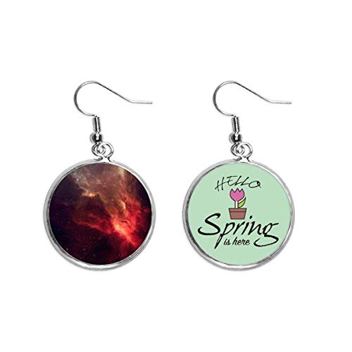 Pendientes de primavera de diseño exclusivo con ilustracion de la nebulosa roja del universo