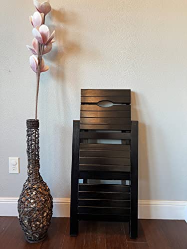 Step Stool, 4-Step or 3-Step Folding, Portable, Made of The Solid Wood, Three Color Available (3-Step Black)