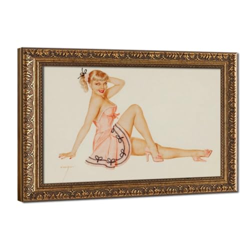 Toile Pin Up Alberto Vargas 6 déco encadrée 20x30 cm pour un intérieur vintage élégant