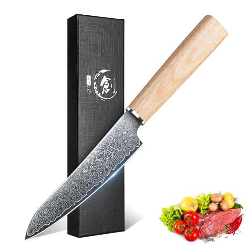 ROCOCO Damascus Japanese Utility Knife - Hand-Forged Damasteel 5.3" Paring Knife
