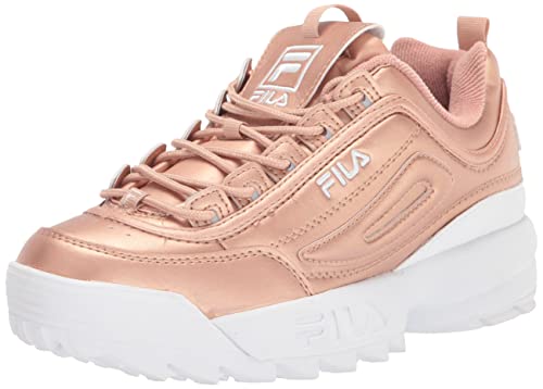 Fila Womens Disruptor II Premium Metallic Rose Gold White Sneaker - 10
