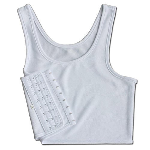 LnLyin Femme Les Lesbian Tomboy Fin à Court Gilet Coffre à Anneaux Tops S Blanc