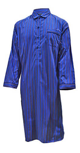 Camicia da Notte in Puro Cotone a Righe Blu e