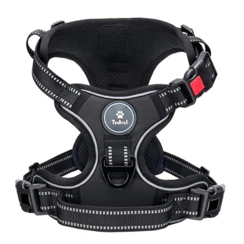 Image of Dog Harness Dog Body Belt Vest for Large Medium Small Dogs with Safety Reflective No Pull Adjustable Military Style Dog Vest Training Harness(Black, Medium)