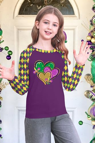 Image of Mardi Gras Shirt for Kids: Toddler Boys Girls Mardi Gras Long Sleeve Happy Carnival Outfits Mask Graphic Tee 4-12 Years