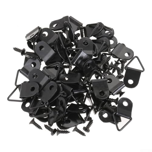 50PCS Iron Wall Hangers for Picture Frames - Triangular Hook Nail Hardware for Home Improvement, for Easy Install Photo Frame Hanging Accessories in Black,（Black）