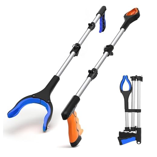 2 Pack Litter Pickers for Adults, 43'' Extra Long Portable Grabber Stick Elderly, Helping Hand Grabber for Disabled, Litter Pickers Foldable Rotating 360 Degree Reaching Aids - Tendak