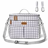 NOYMAK Bolsa Carro/Carrito Bebé Extragrande 22L, Impermeable de Gran Capacidad con Cambiador y Bolsillo Térmico Interior, Bolso Organizador con Ganchos Universales y Accesorios
