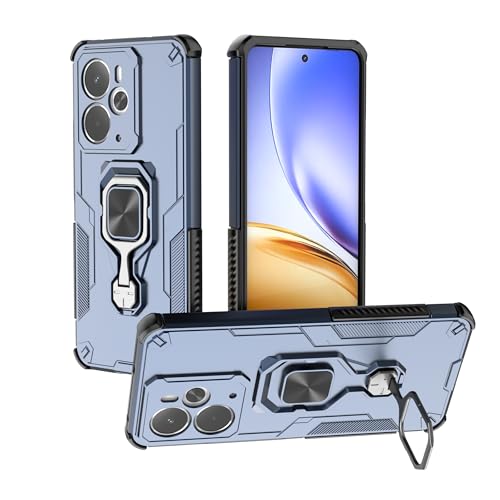 Case for Realme 14 5G,[Built-in Rotate Kickstand] Magnetic Ring Holder Heavy Duty TPU+PC Shockproof Drop Military Protect Phone Case for Oppo Realme 14 5G (Blue)