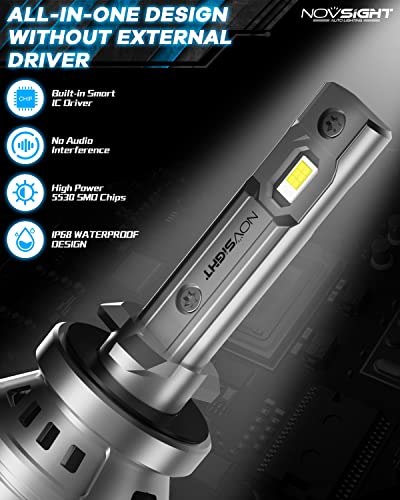 Image of NOVSIGHT 880 LED Fog Light Bulbs - 6500K White 60W 13000LM Bright 899 885 893 LED Fog Lights, Plug and Play Fast Cooling Fog Light Bulbs Replacement, IP68 Waterproof, Pack of 2