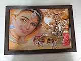 Framed Rajasthani Canvas Painting for Living Room, Bedroom And Home (12X18', Multicolour)