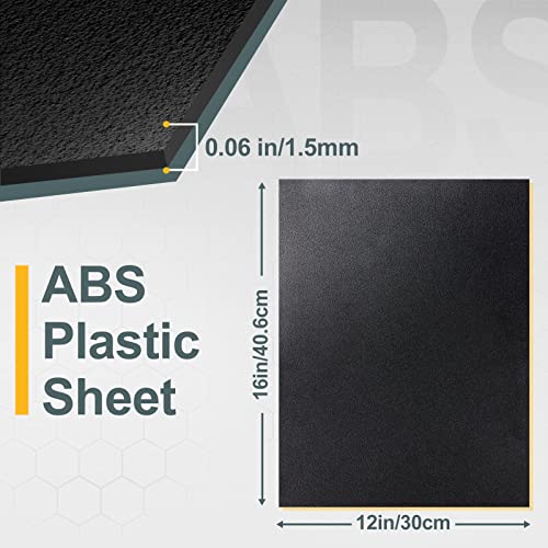 Image of Plastic Sheet 12 inch x 16 inch x 0.06 inch, Black PVC Board Flexible Moldable Impact Strength and High Tensile 1 /16 inch Thick (1.5mm) for Crafts Materials Home Decor and Handicrafts, Abs Plastic Sheets 6 Pack
