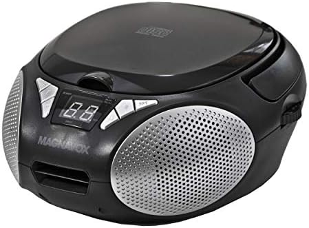 Magnavox MD6924 Portable Top Loading CD Boombox with AM/FM Stereo Radio in Black | CD-R/CD-RW Compatible | LED Display | AUX Port Supported | Programmable CD Player |