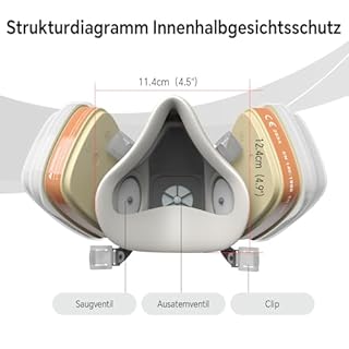 AIMAX Maschera Respiratoria con Filtro A1P2 e Occhiali Protettivi, Antipolvere e Antigas Riutilizzabile per Verniciatura, Saldatura, Spruzzatura, Levigatura, con Filtri di Ricambio