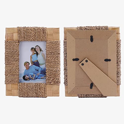 2 Pack, Tabletop Picture Frame 4X6, Display Photo, Square Wood Real Glass #TOP2