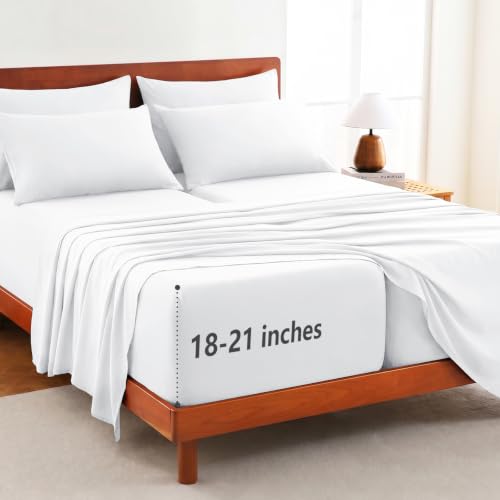 Image of CozyLux 7-Piece Split King Sheets, Fits 18-21 Inch Mattresses, Oeko-TEX