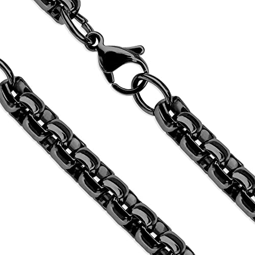 Fantasy Forge Jewelry FFJ-SSC-589 Black Rolo Chain 316L Surgical Stainless Steel Round Box Necklace 3Mm 15-30-Inch thumb #1
