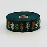 ドイツ Kafka ジャカードリボン50cm フラワーステム ダークグリーン 花