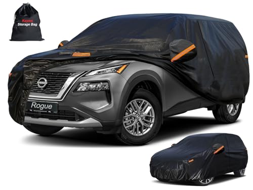 Image of Kayme 7 Layers SUV Car Cover Custom Fit for Nissan Rogue (2007-2025) Waterproof All Weather for Automobiles, Outdoor Full Cover Rain Sun UV Protection.Black