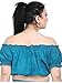 Wevez Women's Tribal Style Summer Cotton Puff Sleeve Crop Top Blouse, Teal
