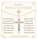 EYQV Liebevolles Kommunion Geschenke für Mädchen, Kommunionsgeschenk an Mädchen, Kreuz Kette Geschenk zur Kommunion, Kommunionkette für Tochter Patentochter Schwester Enkelin Nichte Freundin