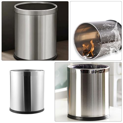 Caneca de basura baño acero inoxidable 10 L doble capa miniatura 3