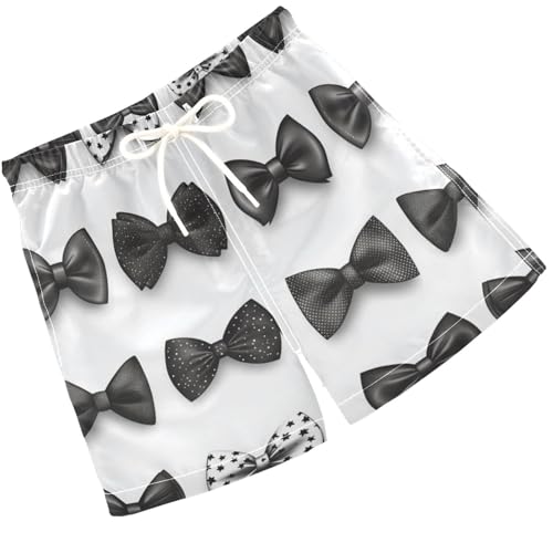 Pigsaly Boys Swim Trunks Polka Dots Bows Cool Black Stars Bow Tie Boys Board Shorts Swimsuit Swimwear Summer Bathing Suit S