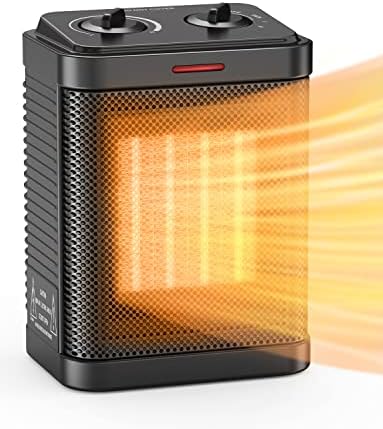 Space Heater for Indoor Use, 1500W PTC Ceramic Heater with Thermostat, Small Space Heater 2S Rapid Heating, 3 Modes, Electric Portable Heater with Safety Protection for Bedroom, Quiet Office