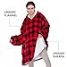 Solaris Oversized Wearable Blanket Hoodie with Pet Pocket, Warm Super Soft Cozy Sherpa Sweatshirt Hoodie for Women Men, Best Gift for Your Loves, Red Plaid