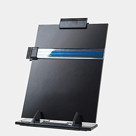 Hanghs Desktop Document Holder/Paper Stand/Clipboard for Sheet Music/Cookbook/Book with 7 Adjustable Positions and a Highlighting Side Clip Black Cover