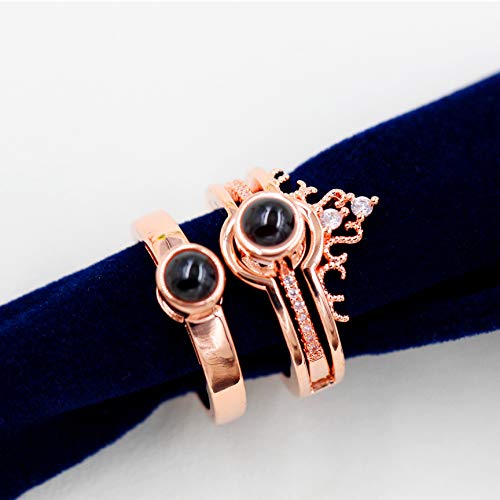 T Brand 100 Languages I Love You Projection Ring Couples Adjustable Wedding Band Crown Rings Romantic Valentines Gifts3
