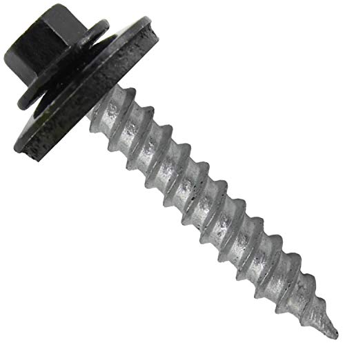 Tornillos para techos metálicos 12 x 1-1/2" con cabeza hexagonal y arandela EPDM, paquete de 250 unidades, color negro miniatura 1