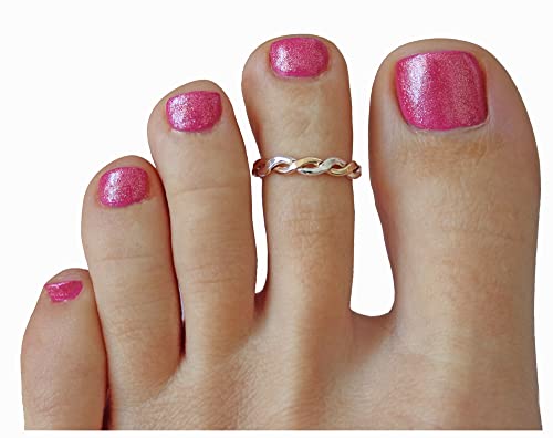 TOE RINGS & THINGS Finger or Thumb Twine Medley | .925 Sterling Silver & Gold Filled | Unisex Mixed Metal Braid Design | Sizes 3-133