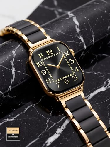 Image of V.R.HOPE Luxury Gold Apple Watch Band for Women, Metal & Silicone