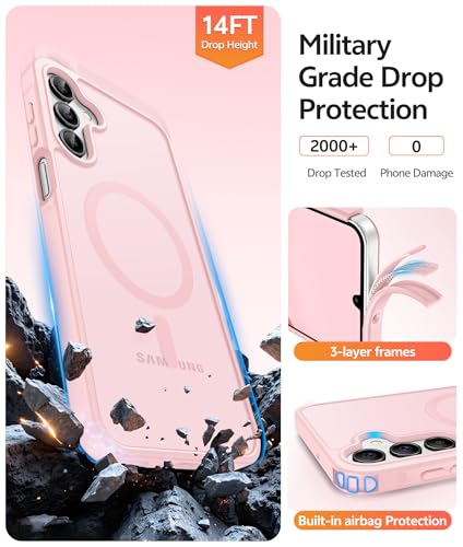 Image of FNTCASE for Galaxy A15 5G Phone Case: [Compatible with Magsafe] [Screen Protector] Matte Translucent Military-Grade Protection for Samsung A15 Cover - Light Pink
