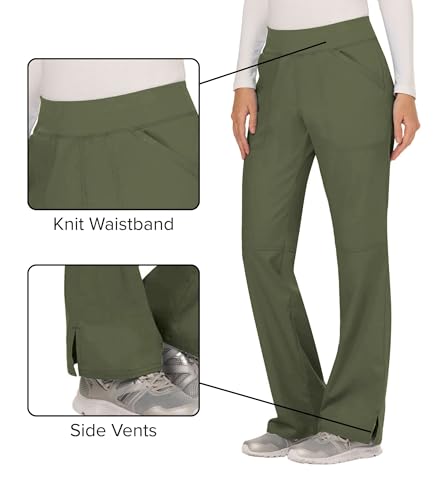 Image of Cherokee Women Scrub Pant with Straight Leg Pull-on Pant Medical Bottom with 4 Pocket & 2-Way Stretch Fabric - WW110