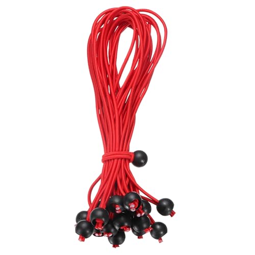 uxcell 12" Balls Bungee Cords, 20 Pcs Bungee Cords with Balls Elastic Tarp Tie Downs for Tents, Camping, Tarp, Posters, Expander Loops, Tarpaulin Holders, Tarpaulin Rubber (Red/Black)