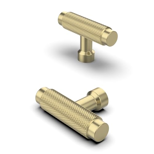 FurniWare Pack of 10 Modern Solid Furniture Handles, Brass, Door, Kitchen Fittings, Drawer Knobs