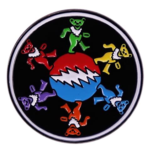KUPOOL Dancing Bears Enamel Brooch Psychedelic Rock Band Lapel Pins