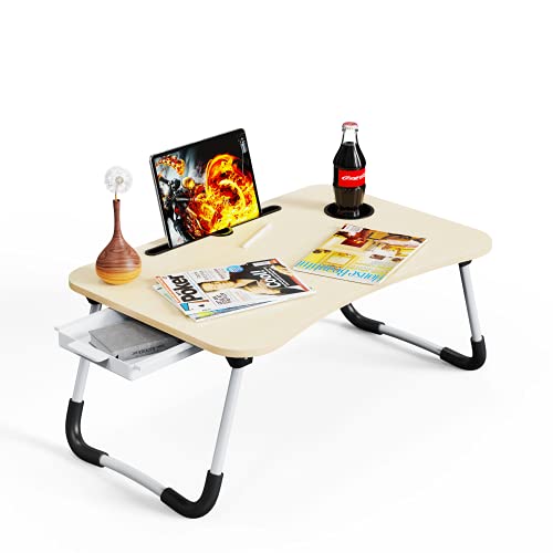 Lap Desk,Foldable Laptop Table for Bed, Portable Standing Desk 25.5 with Storage Drawer , Laptop Table Stand Desk for Sofa Couch Floor(Off White) Lap Desk,Foldable Laptop Table for Bed, Portable Standing Desk 25.5" with Storage Drawer , Laptop Table Stand Desk for Sofa Couch Floor(Off White)