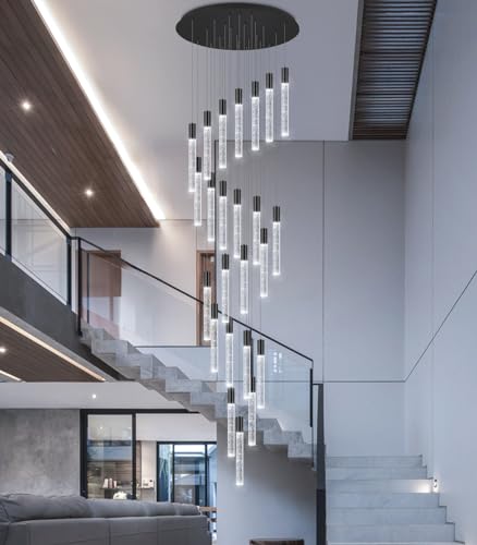 HAIXIANG 13 Foot High Ceiling Chandelier for Entryway Modern Crystal