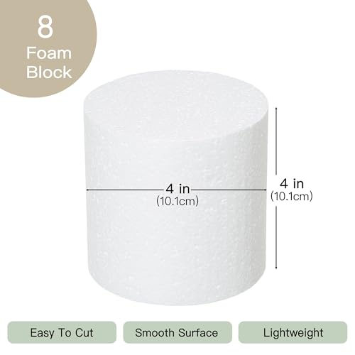 Crafare Round Foam Rounds 4x4 Inch Polystyrene Foam Circle Dummy Cake Set 8 Pack for Wedding Birthday Cakes Crafting, Modeling Art Project Displays by Crafare - Image 2