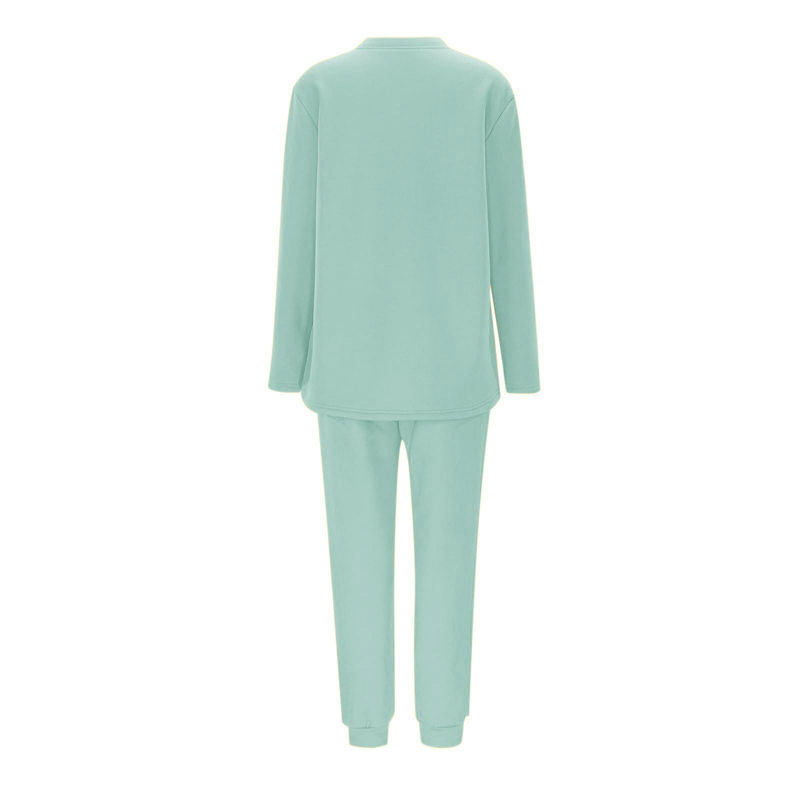 Conjunto de Pijama de Sudadera y Pantalones con Forro para Mujer para Calidez Invernal con Traje de Felpa Tops cómodos y Holgados Ropa de Estar por casa cálida de Invierno para Mujer