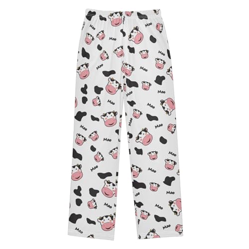 ZZXXB Milk Cow Moo Boys Long Pants Soft Trousers Elastic Waist Kids Lounge Bottoms with Pockets S-XL