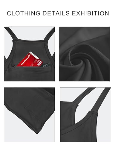 VIUTIL Womens Athletic Dress Built in Shorts Hot Shot Mini Dress Spaghetti Straps Tennis Workout 2026 Summer Romper Dress, Black, Medium