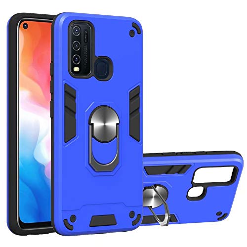 Luckyandery Vivo Y50 case Hard Back,Cover Vivo Y50, with Ring Holder Slim Shockproof Hard Rubber Hybrid Case Cover for Vivo Y50,Blue
