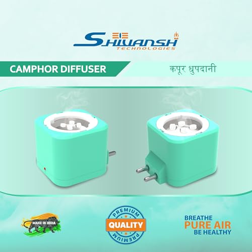 Image of Shivansh Technology Incense Holder Kapoor Dani Electrical Camphor Diffuser Burner | Aroma Diffuser for Home Electric, Essential Oil Diffuser (Aqua Green)