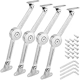 KEILEOHO Set of 4 Soft Close Lid Stay Hinges, Folding Lid Stay Hinge, 75°90°110°Opening Lift Support Hinge with Hex Key, Safe Hinges for Wooden Box, Cabinet, Wardrobe, Chest, 20KG Capacity