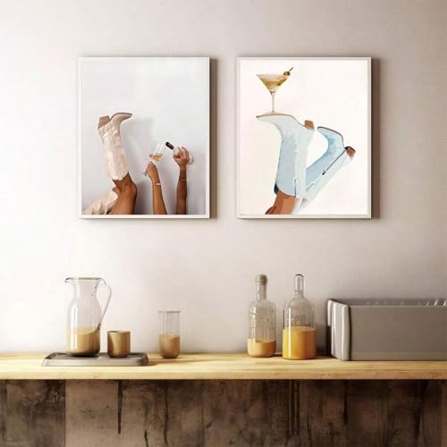 Impression sur toile bottes de cow-boy bleu marron rétro chic - 5