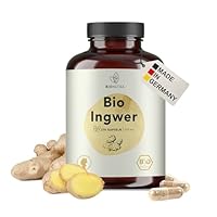 BIONUTRA© Bio Ingwer Kapseln, 270 Stück à 650 mg hochdosiert, vegan & ohne Zusätze, Rückstandskontrolliert, Deutsche Herstellung aus Ingwer Bio Wurzelpulver